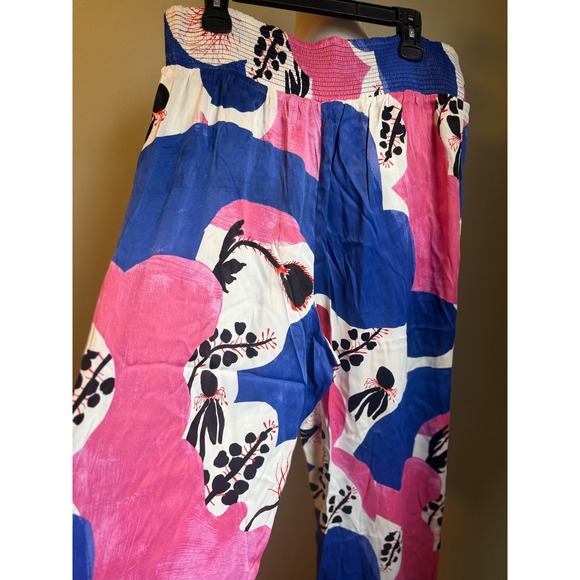Anthropologie‎ Maeve Lisa Sander Floral Wide Leg Pants Blue Pink boho whimsi XL - Picture 5 of 9